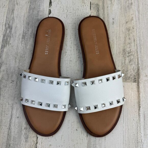Sincerely Jules Embellished Wide Strap Slide Sandals Women’s SZ 7.5 - Picture 1 of 8
